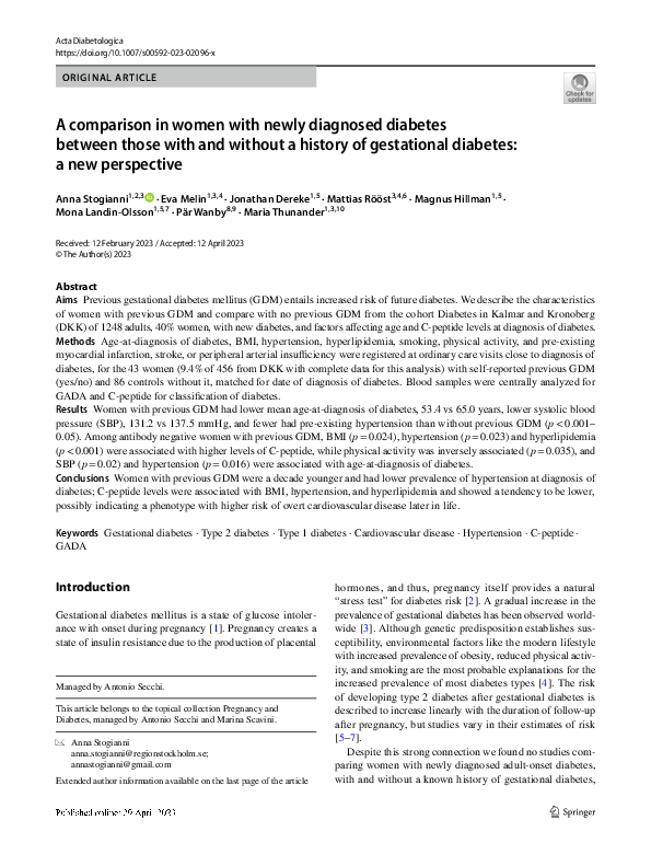 (PDF) A comparison in women with newly diagnosed diabetes between those ...