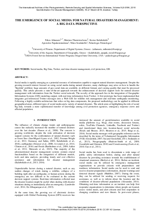 (PDF) The Emergence of Social Media for Natural Disasters Management: A ...