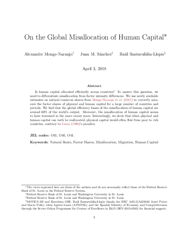 (PDF) On the Global Misallocation of Human Capital