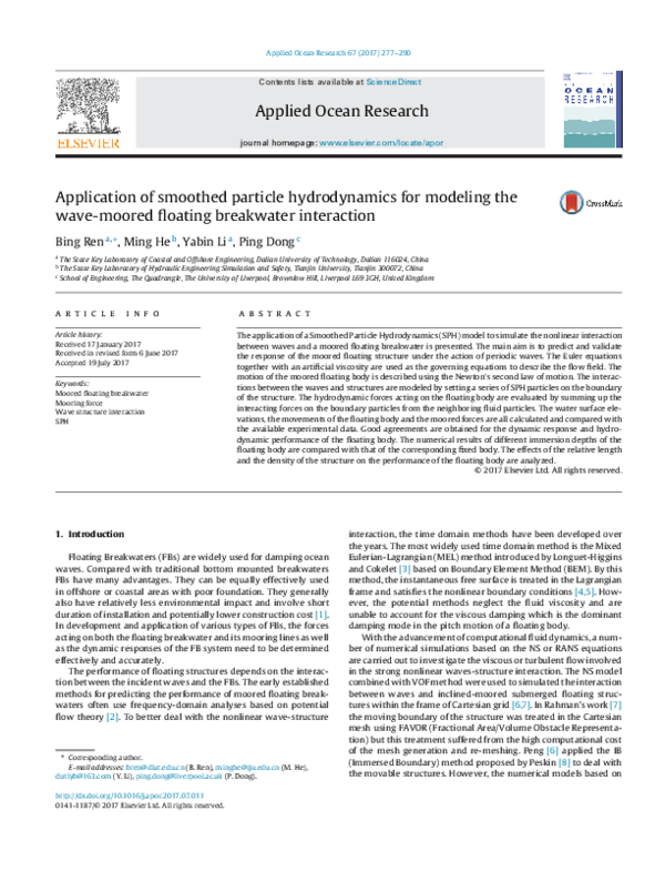 (PDF) Application of smoothed particle hydrodynamics for the simulation ...