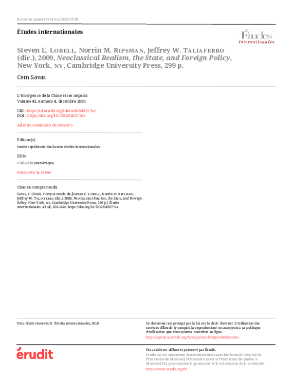 (PDF) Steven E. Lobell, Norrin M. Ripsman, Jeffrey W. Taliaferro (dir ...