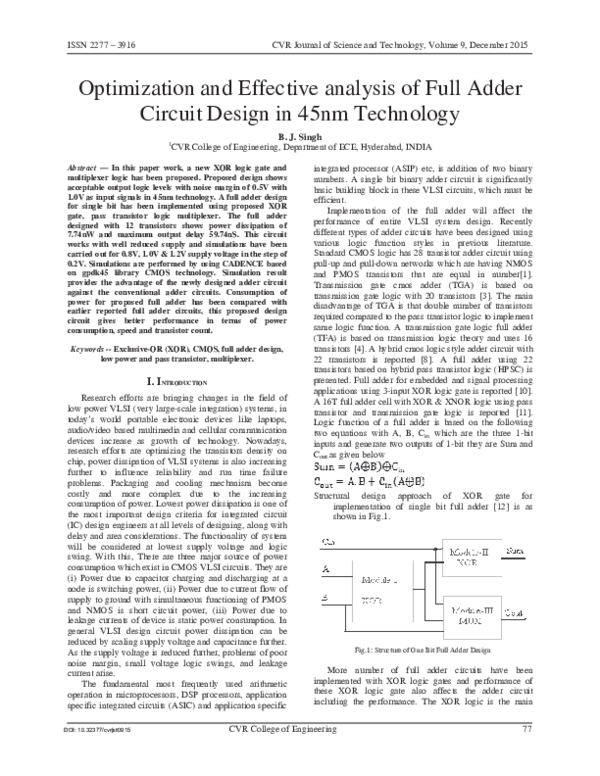 (PDF) Optimization and Effective analysis of Full Adder Circuit Design ...