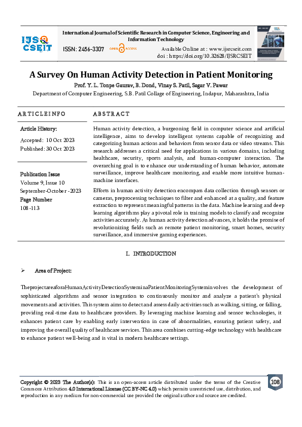 (PDF) A Survey On Human Activity Detection in Patient Monitoring