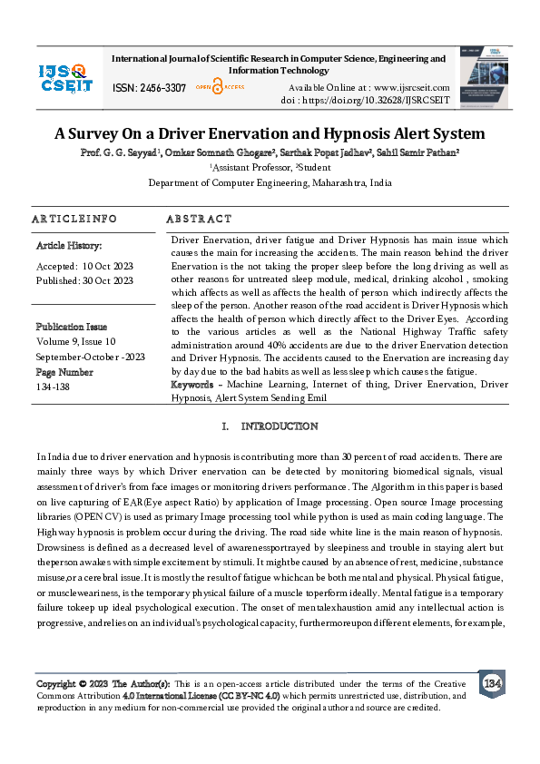 (PDF) A Survey On a Driver Enervation and Hypnosis Alert System