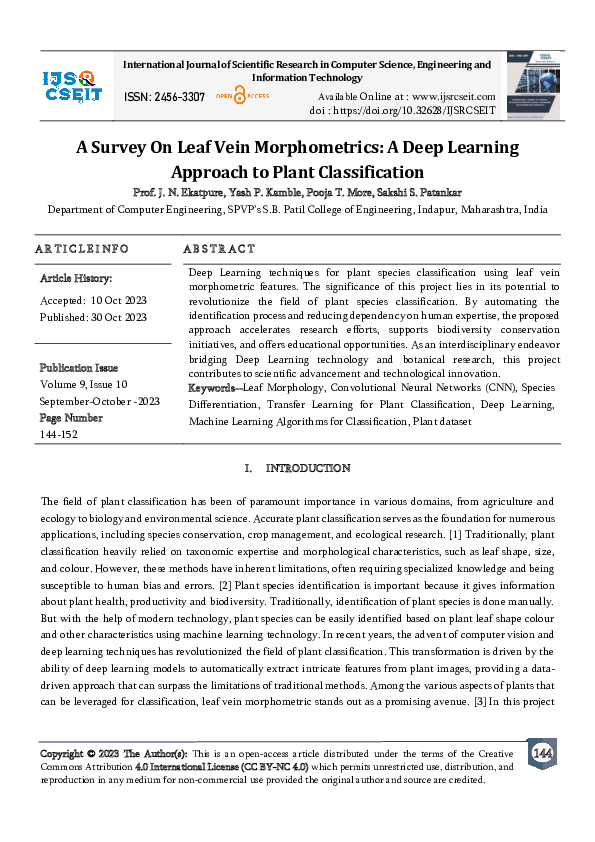 (PDF) A Survey On Leaf Vein Morphometrics: A Deep Learning Approach to ...