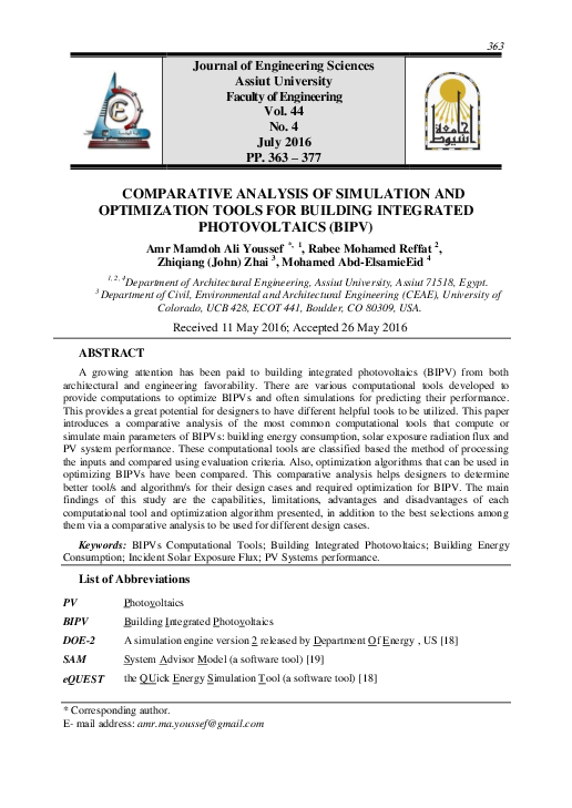 (PDF) Comparative Analysis of Simulation and Optimization Tools for ...