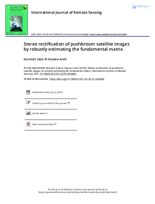 (PDF) Stereo rectification of pushbroom satellite images by robustly