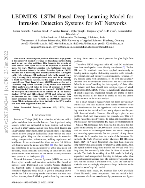 (PDF) LBDMIDS: LSTM Based Deep Learning Model for Intrusion Detection ...
