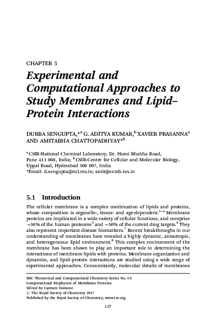 (PDF) Chapter 5. Experimental and Computational Approaches to Study ...