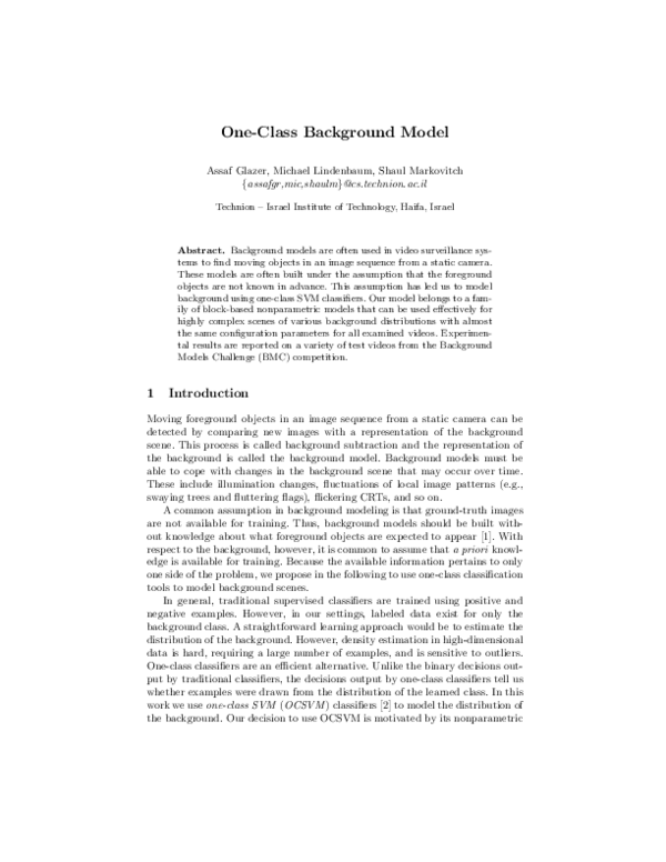 (PDF) One-Class Background Model