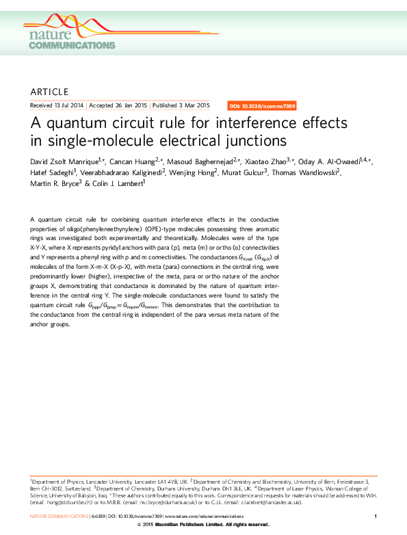 (PDF) A quantum circuit rule for interference effects in single ...