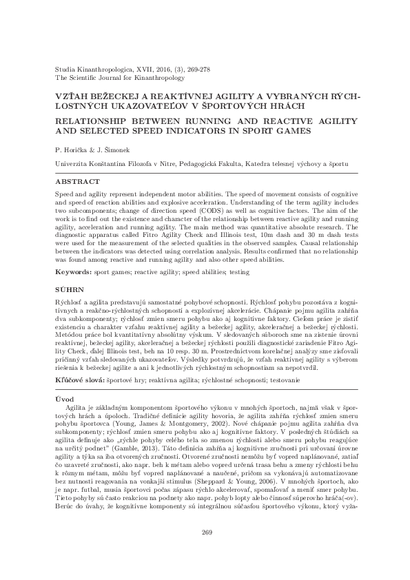 (PDF) Relationship between running and reactive agility and selected ...