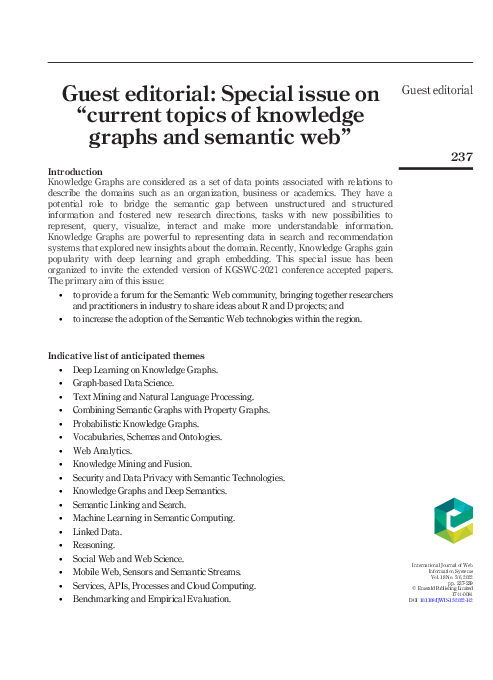 (PDF) Guest editorial: Special issue on “current topics of knowledge ...