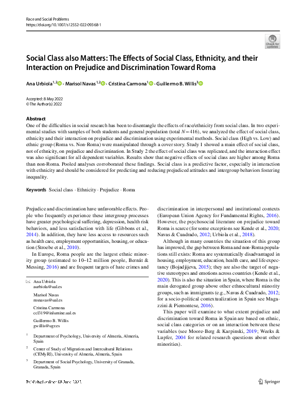 (PDF) Social Class also Matters: The Effects of Social Class, Ethnicity ...