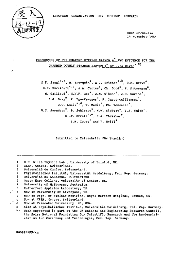 (PDF) Properties of the charmed strange baryonA + and evidence for the ...