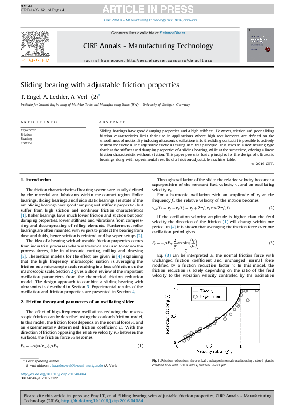 (PDF) Sliding bearing with adjustable friction properties