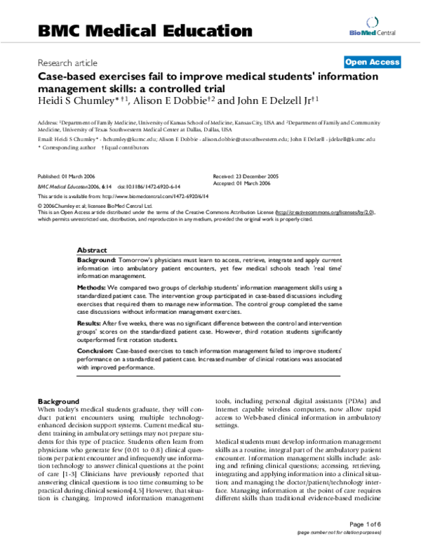 (PDF) Case-based exercises fail to improve medical students ...
