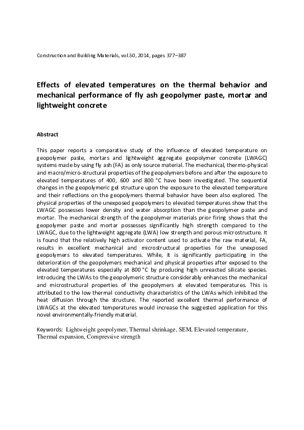 (PDF) Effects of elevated temperatures on the thermal behavior and ...
