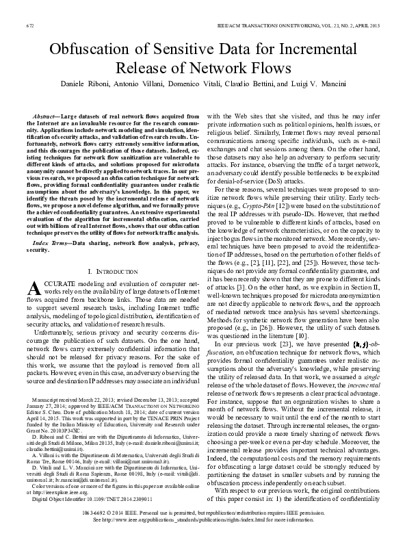 (PDF) Obfuscation of Sensitive Data for Incremental Release of Network ...