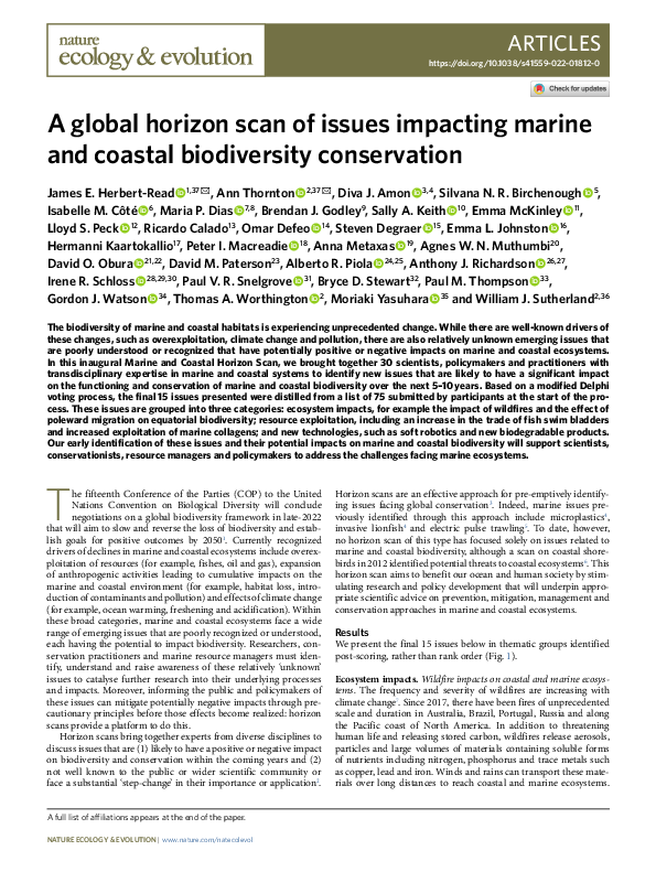 (PDF) A global horizon scan of issues impacting marine and coastal ...