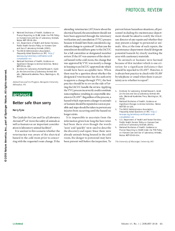 (PDF) Response to Protocol Review Scenario: Better safe than sorry