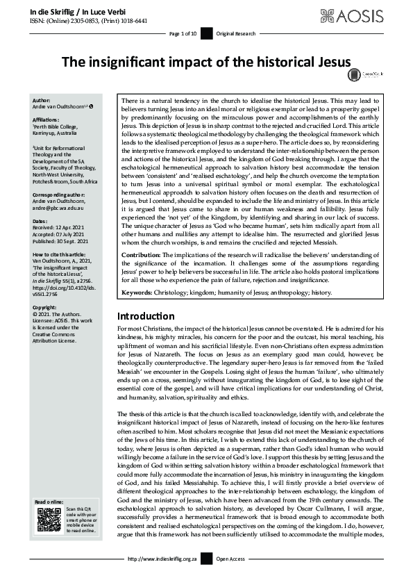 (PDF) The insignificant impact of the historical Jesus