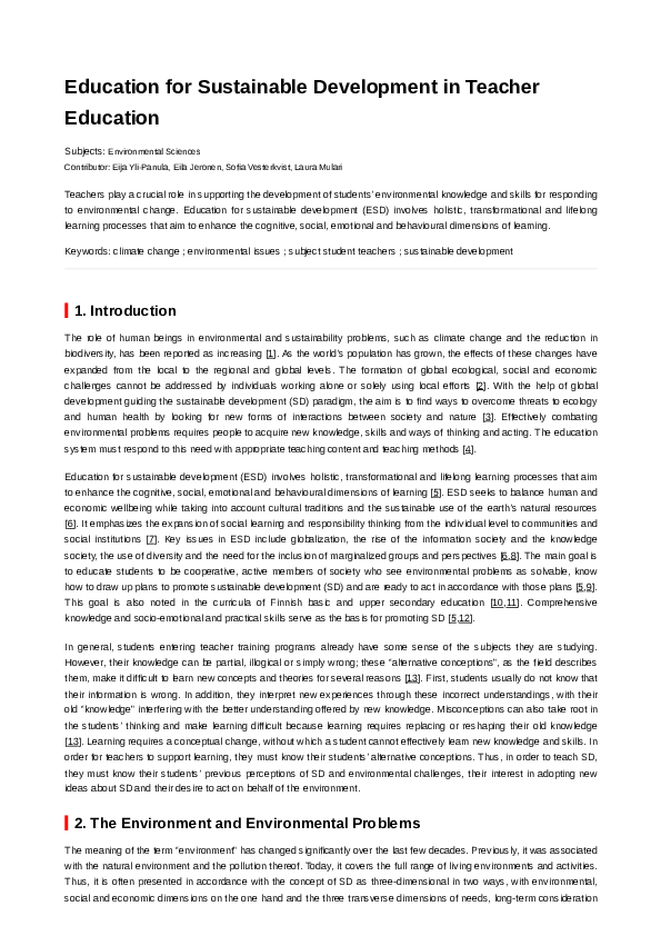 (PDF) Education for Sustainable Development in Teacher Education