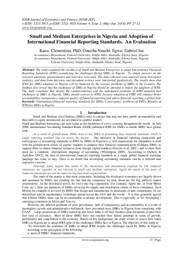 (PDF) Small and Medium Enterprises in Nigeria and Adoption of ...