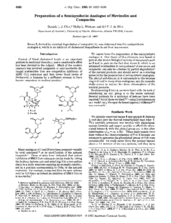 (PDF) Preparation of a Semisynthetic Analog of Mevinolin and Compactin