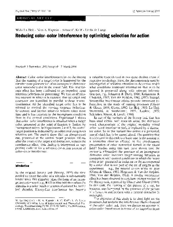 (PDF) Reducing color-color interference by optimizing selection for action