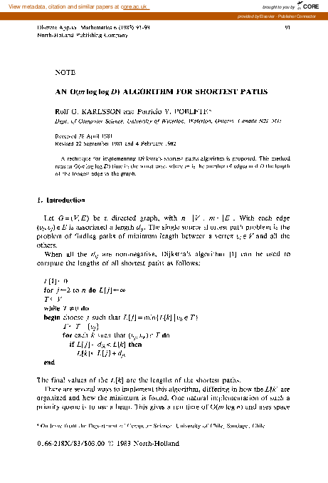(PDF) An O(mlog logD) algorithm for shortest paths