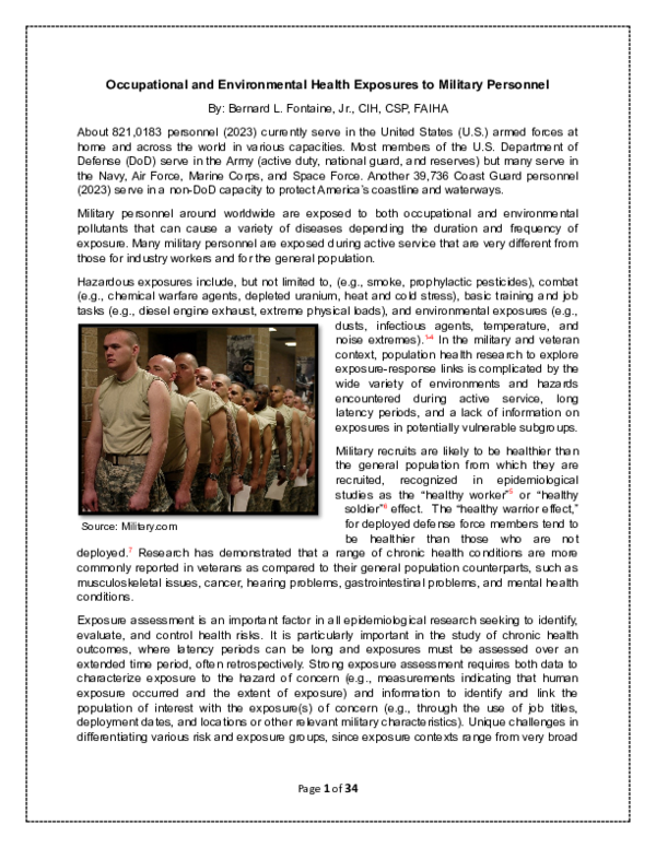 (DOC) Occupational and Environmental Health Exposures to Military Personnel