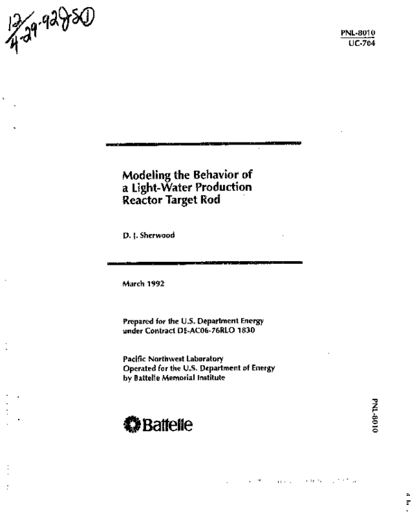 (PDF) Modeling the behavior of a light-water production reactor target rod