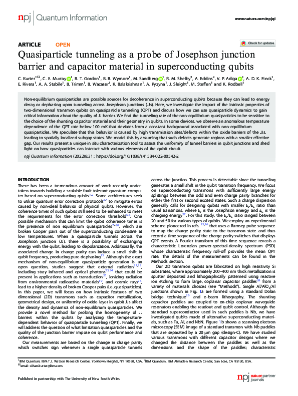 (PDF) Quasiparticle tunneling as a probe of Josephson junction barrier ...