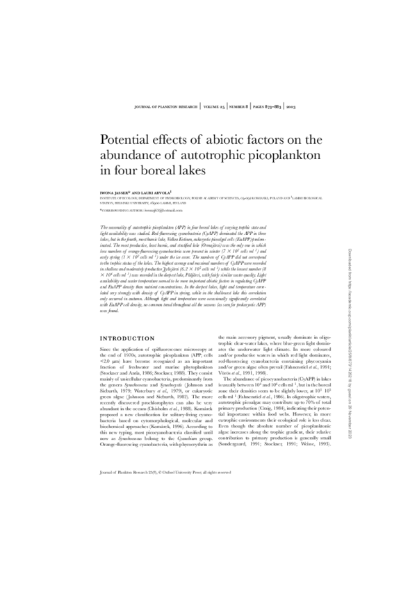 (PDF) Potential effects of abiotic factors on the abundance and ...