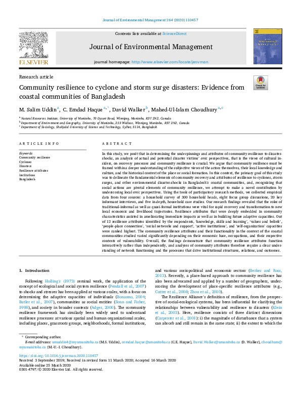 (PDF) Community resilience to cyclone and storm surge disasters ...