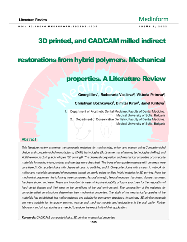 (PDF) 3D printed, and CAD/CAM milled indirect restorations from hybrid ...