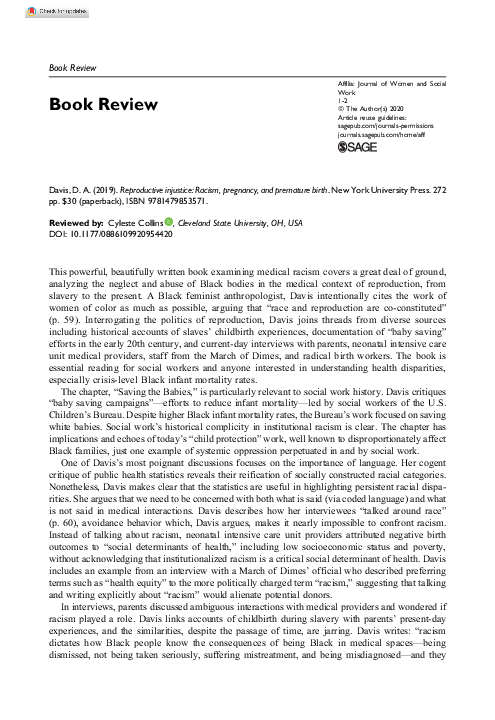 (PDF) Book Review: Reproductive injustice: Racism, pregnancy, and ...