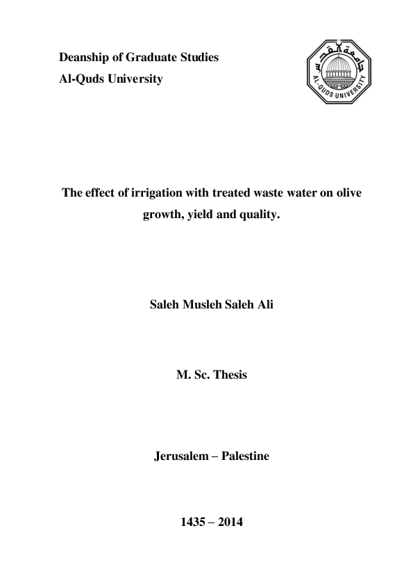 (PDF) The effect of irrigation with treated waste water on olive growth ...