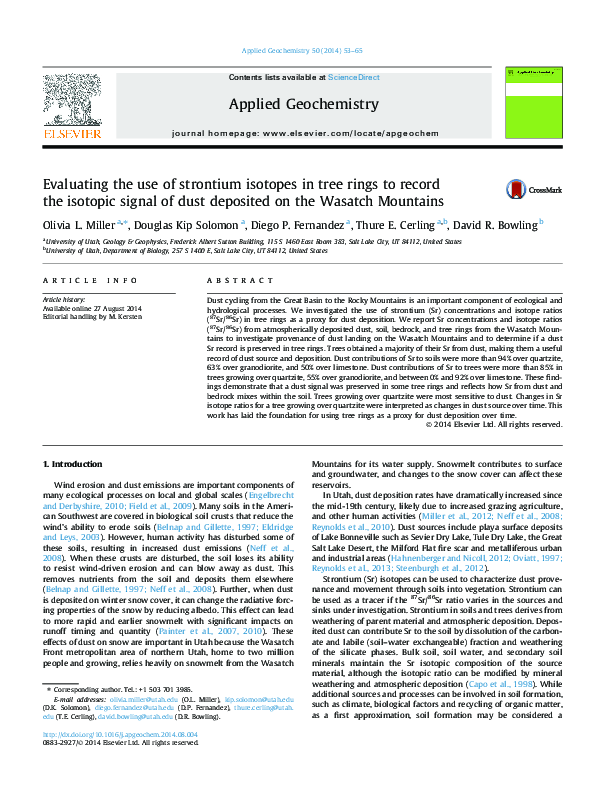 (PDF) Evaluating the use of strontium isotopes in tree rings to record ...