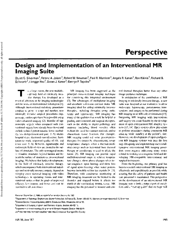 (PDF) Design and implementation of an interventional MR imaging suite