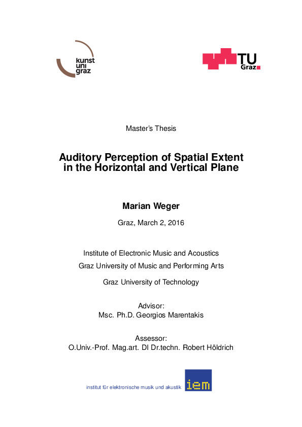 (PDF) Auditory Perception of Spatial Extent in the Horizontal and ...