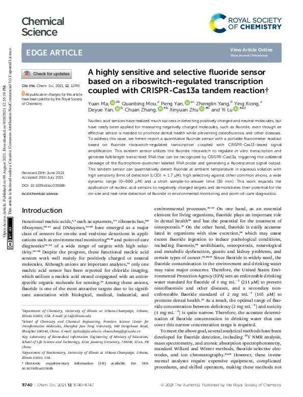 (PDF) A highly sensitive and selective fluoride sensor based on a ...