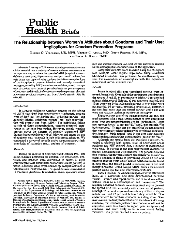 (PDF) The relationship between women's attitudes about condoms and ...