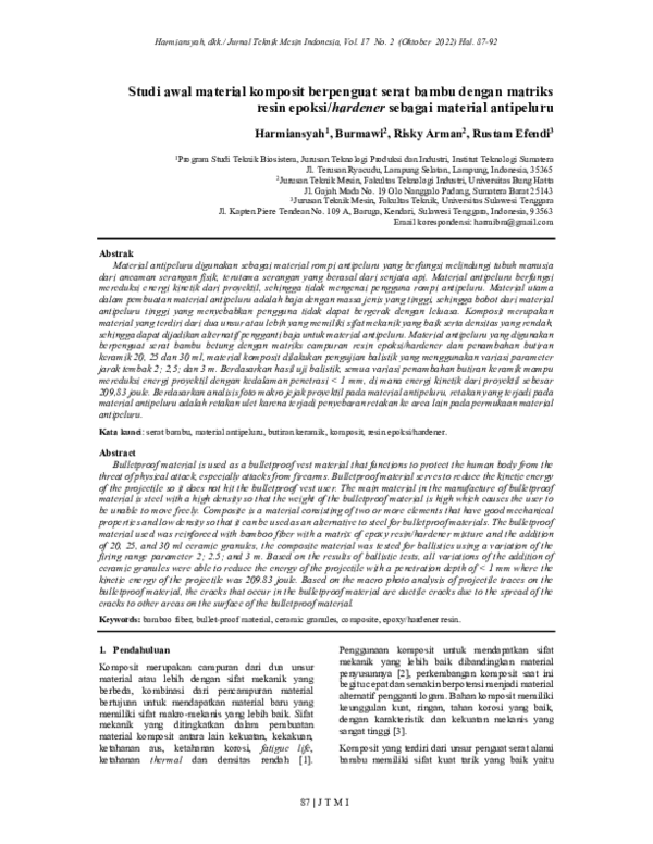 (PDF) Studi awal material komposit berpenguat serat bambu dengan ...