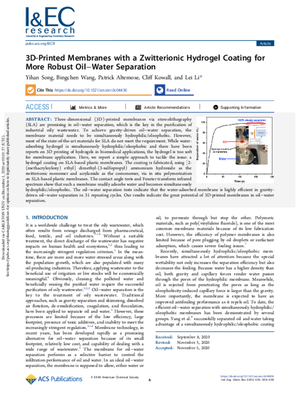 (PDF) 3D-Printed Membranes with a Zwitterionic Hydrogel Coating for ...