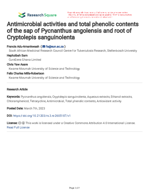 (PDF) Antimicrobial activities and total phenolic contents of the sap ...