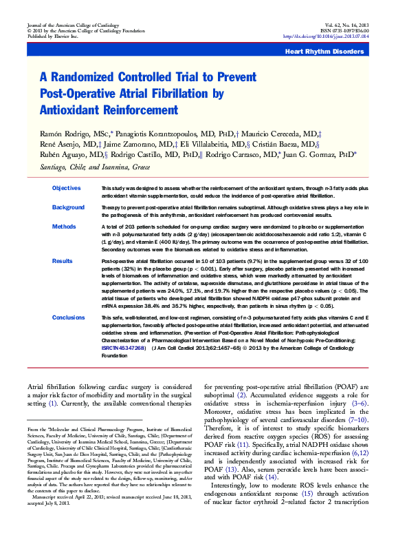 (PDF) A Randomized Controlled Trial to Prevent Post-Operative Atrial ...