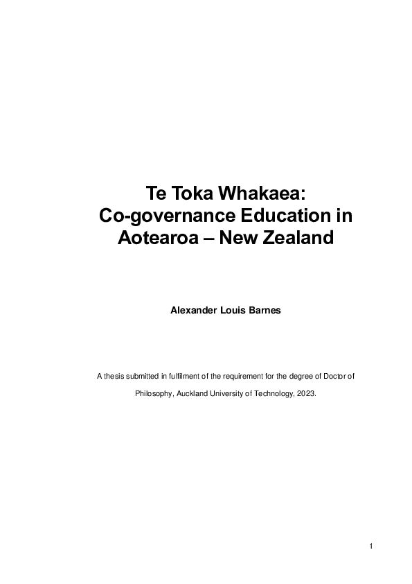 (PDF) Te Toka Whakaea: Co-governance Education in Aotearoa - New Zealand
