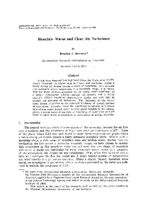 (PDF) Mountain Waves and Clear Air Turbulence